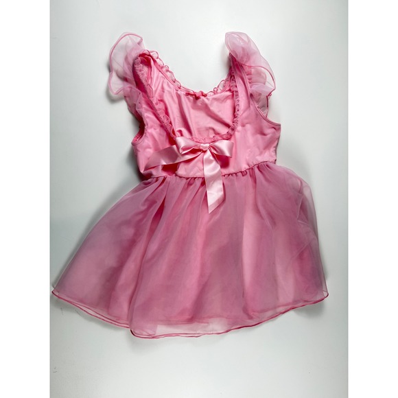 Sugar Thrillz Dresses & Skirts - Sugar Thrillz Pink Organza Babydoll Mini Dress Ruffle Bow Womens Size Medium